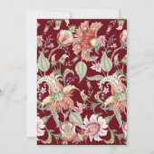 バーガンディ |熱帯ファンタジーボホフローラ結婚ズ 招待状 (裏面)