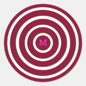 バーガンディ 白の円 - モノグラム入り ラウンドシール (正面)