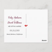 バーガンディ、赤面ピンクの結婚式Dateの写真を保存 ポストカード (裏面)