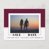 バーガンディ、赤面ピンクの結婚式Dateの写真を保存 ポストカード (正面)