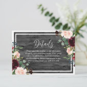 バーガンディ&赤面フラワーチャコールウッド結婚ズ エンクロージャーカード (スタンド正面)