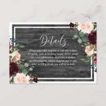 バーガンディ&赤面フラワーチャコールウッド結婚ズ