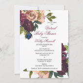 バーガンディ |赤面フローラガールバーチャルベビーシャワーI 招待状 (正面)