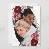 バーガンディ·赤面フローラバラ結婚ズ 招待状 (裏面)