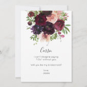 バーガンディ&赤面フローラ私の花嫁のメイドになる？ 招待状 (裏面)