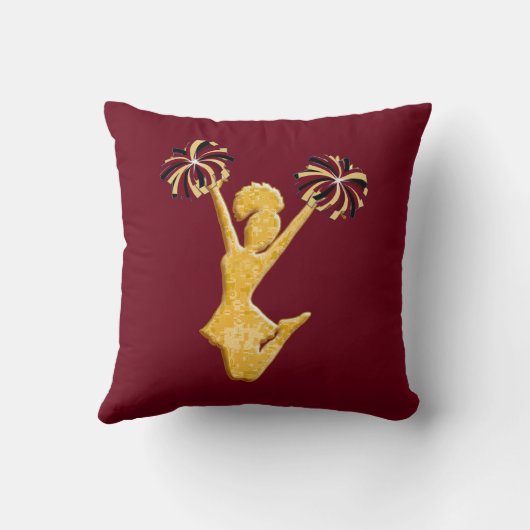 バーガンディ、金ゴールドおよび黒い年長の応援のギフトの応援 クッション (裏面)