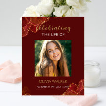 バーガンディ&金ゴールドグリーンリー葬儀ウェルカムサイン