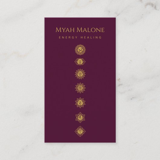 バーガンディ&金ゴールドチャクラエナジーヒーラー 名刺 (正面)