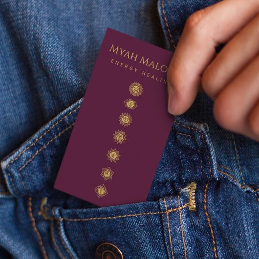 バーガンディ&金ゴールドチャクラエナジーヒーラー 名刺