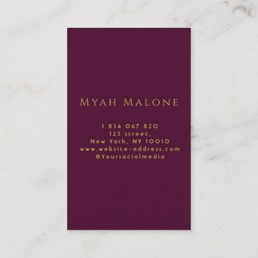 バーガンディ&金ゴールドチャクラエナジーヒーラー 名刺 (裏面)