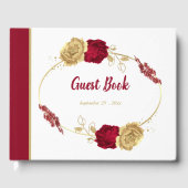 バーガンディ&金ゴールドフラワーエレガントな結婚式 ゲストブック (正面)