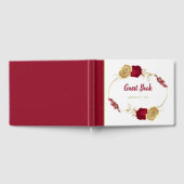 バーガンディ&金ゴールドフラワーエレガントな結婚式 ゲストブック (全面)