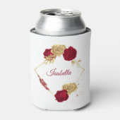 バーガンディ&金ゴールドフラワーエレガントな結婚式 缶クーラー (缶正面)