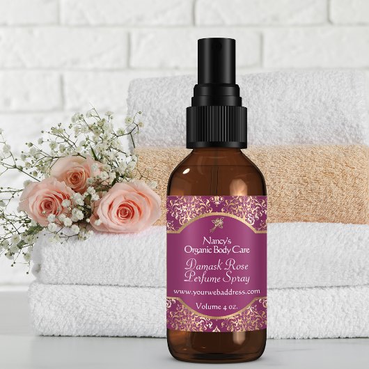 バーガンディ&金ゴールドホイルダマスク石鹸の化粧品ラベル2 スクエアシール