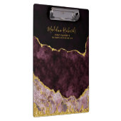 バーガンディ&金ゴールド水彩大理石アゲート金箔 クリップボード (右)