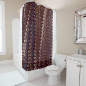 バーガンディ、青と白の波状パターン  シャワーカーテン (インサイチュ)