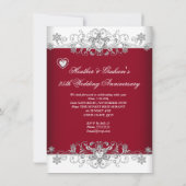 バーガンディ 25周年結婚記念日 ダイヤモンド ハート 招待状 (裏面)