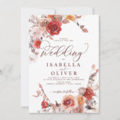 バーガンディ・ burnt orange ボホテラクッタの結婚式招待状 招待状 (正面)