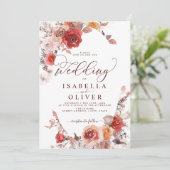 バーガンディ・ burnt orange ボホテラクッタの結婚式招待状 招待状 (スタンド正面)