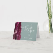 バーガンディAgate Sage Green結婚's Thank You カード (正面)