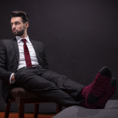 バーガンディBitcoinシンボル輪郭パターン ネクタイ