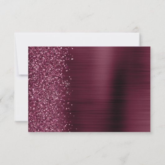 バーガンディGlamグリッタースクリプトウェディングRSVPカード 出欠カード (裏面)