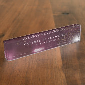 バーガンデスタイリッシュィ·金ゴールドグリッター水彩 デスクネームプレート (側面)