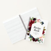 バーガンデモダンィ海軍フローラフレームレシピブック ノートブック (内部)