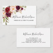 バーガンデモダンィ·ピンク·ウォーターカラー·フローラ 名刺 (正面/裏面)
