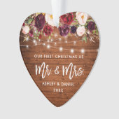 バーガンデ素朴ィフローラライト初めてのクリスマス オーナメント (正面)