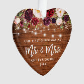 バーガンデ素朴ィフローラライト初めてのクリスマス オーナメント (正面)