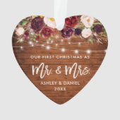 バーガンデ素朴ィフローラライト初めてのクリスマス オーナメント (裏面)