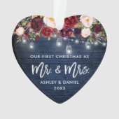 バーガンデ素朴ィ·フローラ·ジャーがクリスマス·ブルーを点灯 オーナメント (裏面)