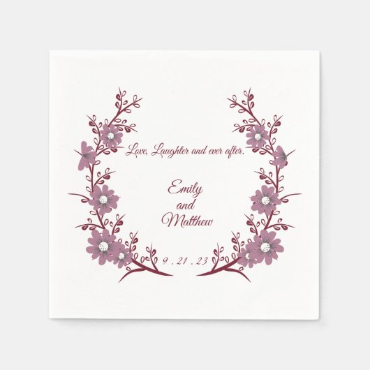 バーガンパーソナライズされたディ結婚のナプキン スタンダードカクテルナプキン (正面)