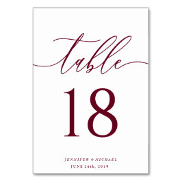 バーガンミニマルディの署名 テーブルナンバー