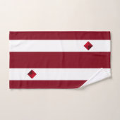 バーガンモダンディとホワイトのダイヤストライプのモンド バスタオルセット (ハンドタオル)