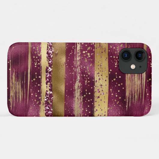 バーガンモダンディと金ゴールドブラシのストローク Case-Mate iPhoneケース (裏面(横))