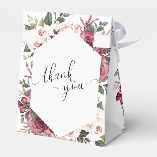 バーガンモダンディアイボリークリームピンクフローラズ結婚 フェイバーボックス (裏面サイド)