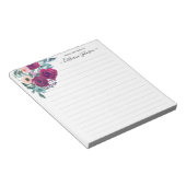 バーガンモダンディ赤面ピンクフローラウォーターカラーデスク ノートパッド (アングル)