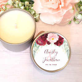 バーガンモダンディ赤面フローラグ結婚レリー ラウンドシール