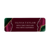 バーガンモダンディ金ゴールドアゲートエメラルドグリーン結婚ズ ラベル (正面)