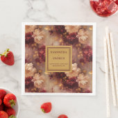 バーガンユニークディ金ゴールドボホ結婚の布のナプキン (インサイチュ)