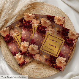 バーガンユニークディ金ゴールドボホ結婚の布のナプキン