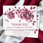 バーガン中国のディ牡丹の花の結婚フローラ サンキューカード