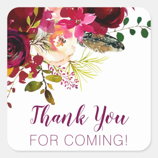 バーガン来ディ・フローラに感謝 スクエアシール (正面)