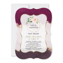 バーガン王室のディーピンクの花金ゴールドブライダルシャワー