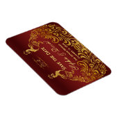 バーガン王室のディ金ゴールド孔雀ウェディング日付を保存 マグネット (右側)