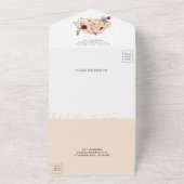 バーガン素朴ディとピーチフローラパンプキン結婚ズ オールインワン招待状 (外側)