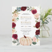 バーガン素朴ディとピーチフローラパンプキン結婚ズ 招待状 (スタンド正面)