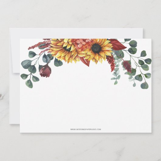 バーガン素朴ディひまわりドライブスルーブライダルシャワー 招待状 (裏面)